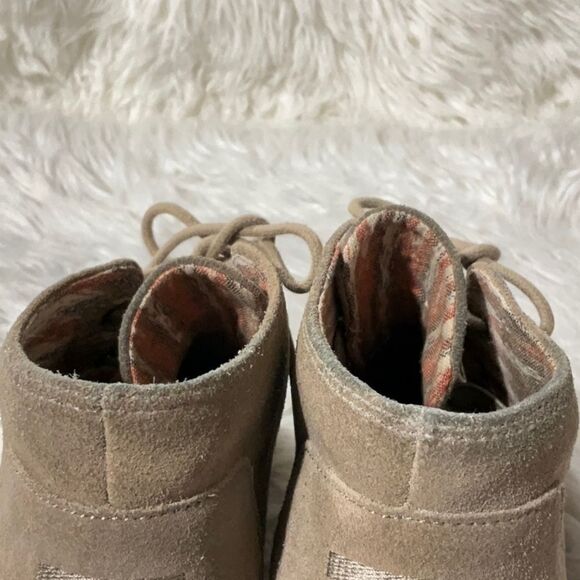 TOMS wedge booties suede lace up beige 740817 women’s sz 8 - Picture 9 of 11